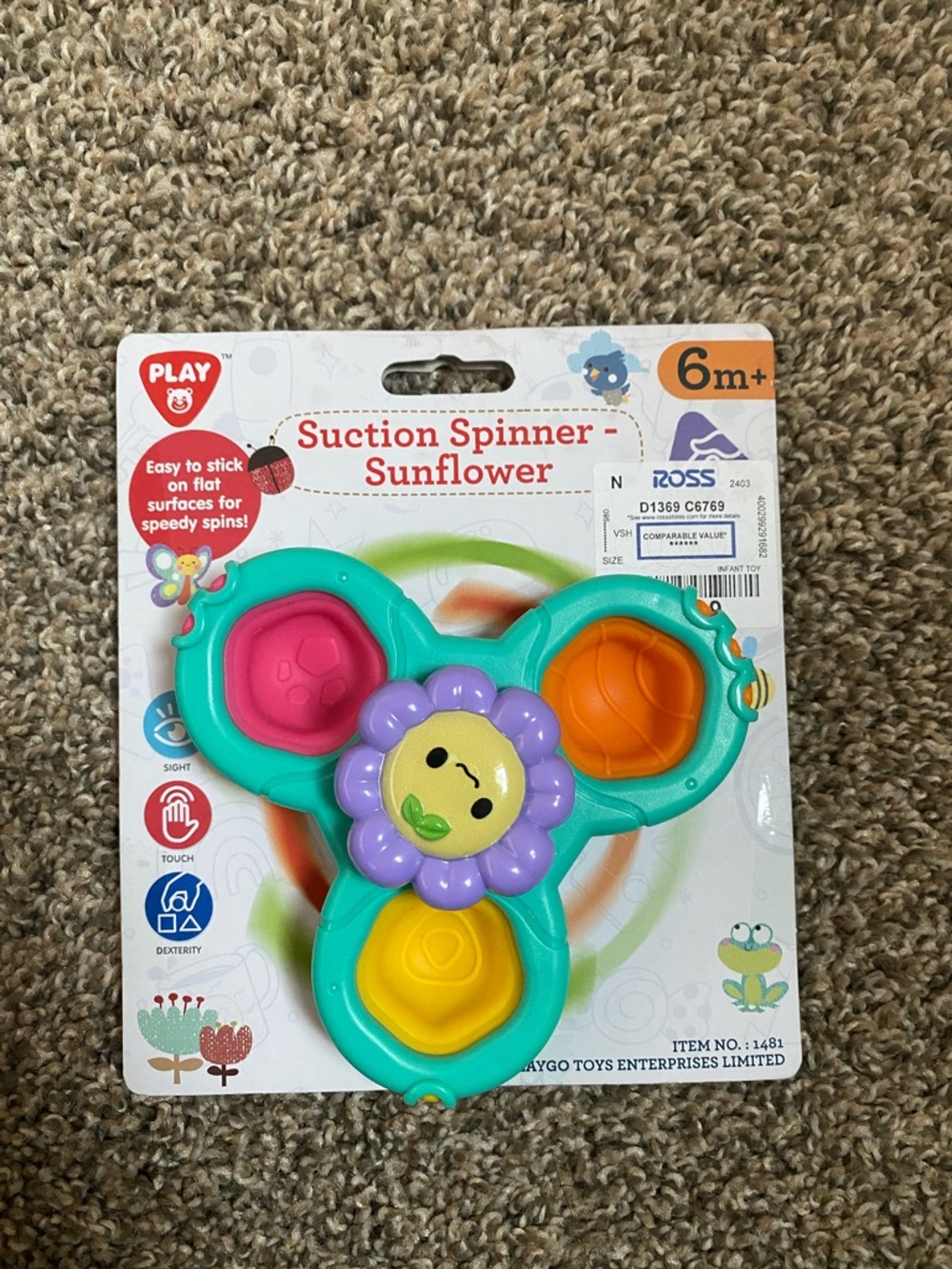 Suction Spinner Sunflower Baby Toy — Teal, Purple, Yellow
